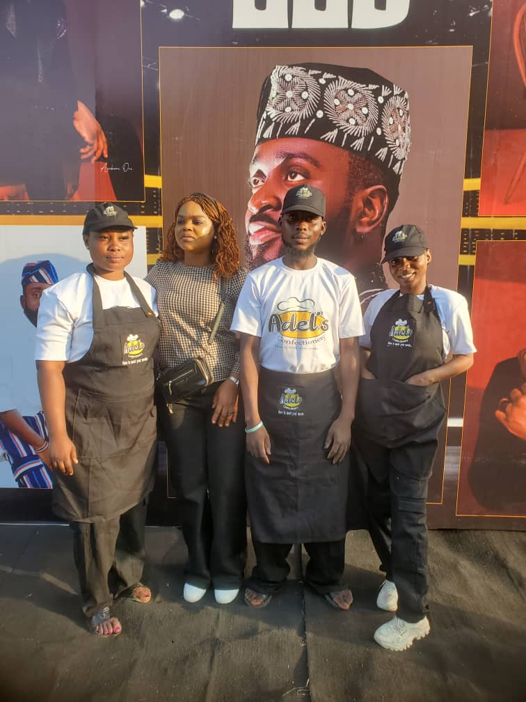 Adel's Confectionery crew in branded aprons